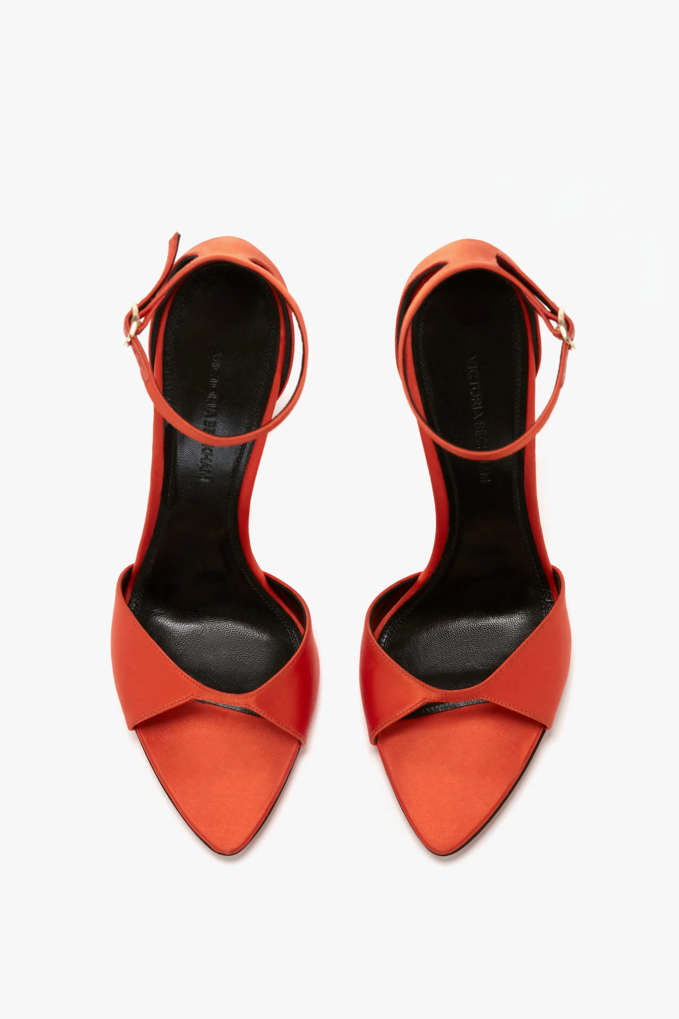 Pointy Toe Stiletto Sandal in Orange Satin