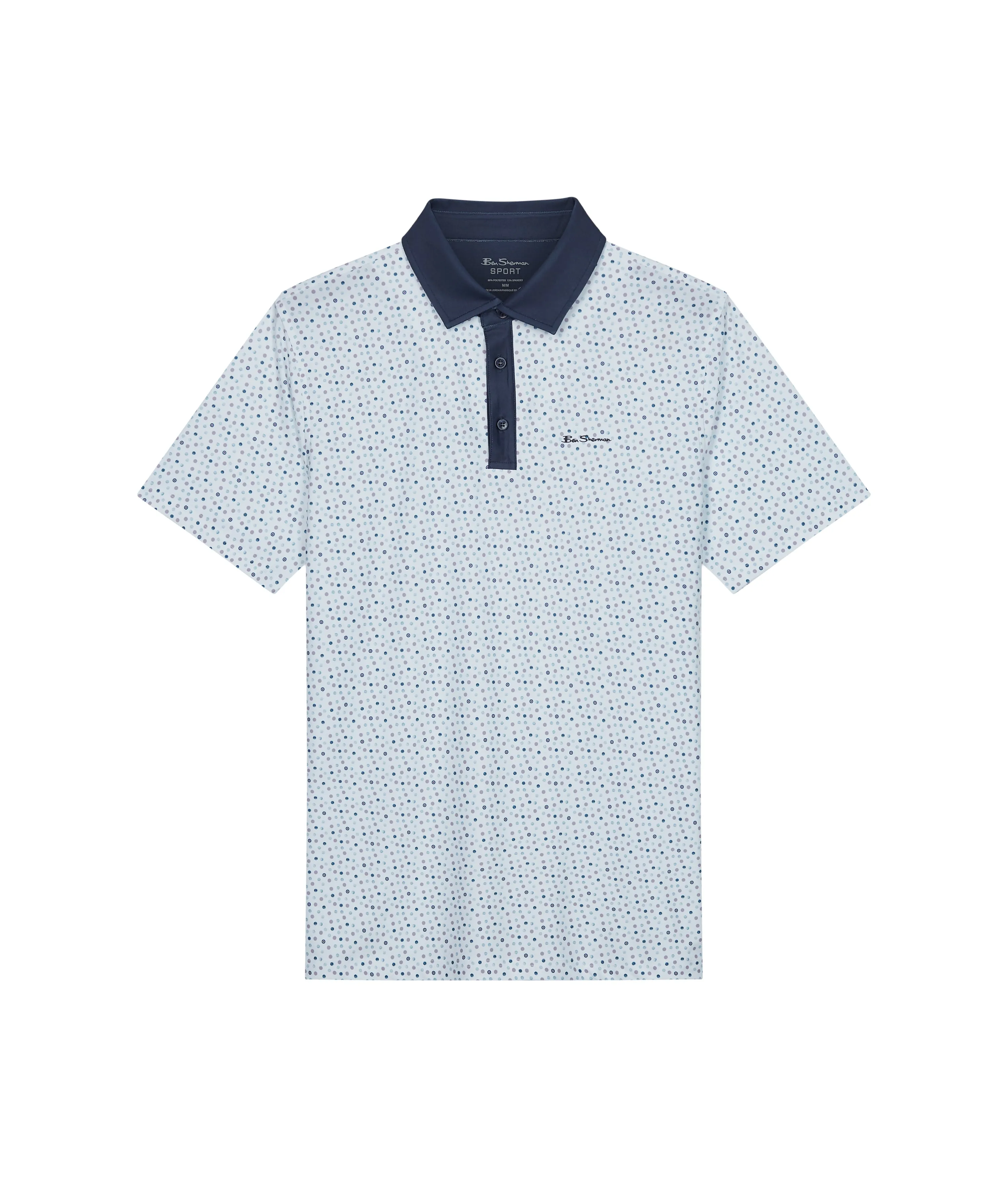 Polka Dots Tech Jersey Sports Fit Polo - White