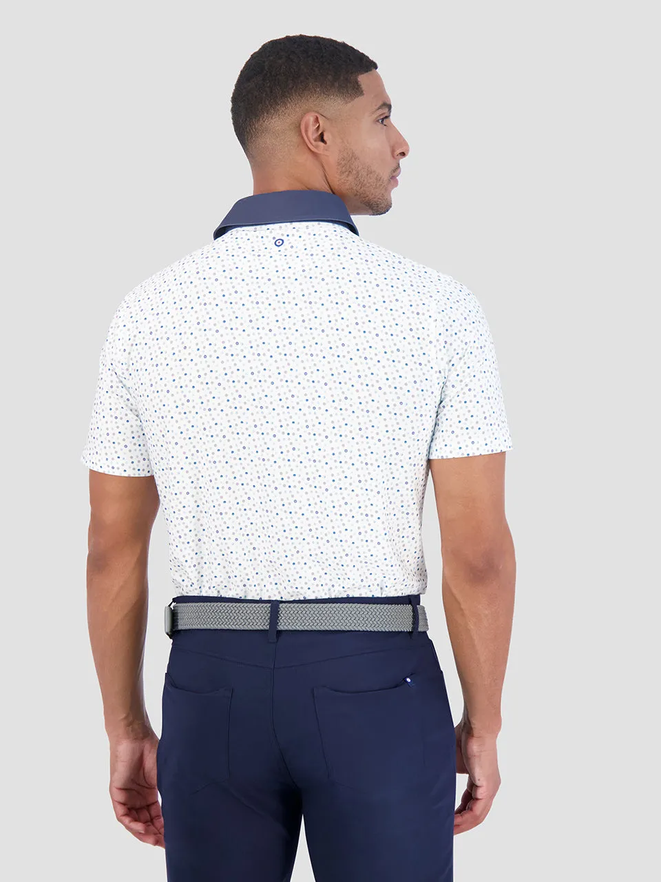 Polka Dots Tech Jersey Sports Fit Polo - White