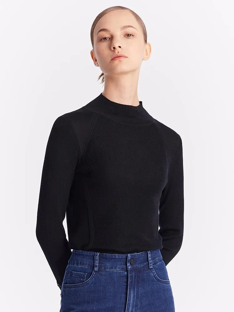 Pure Wool Mock Neck Sheath Sweater