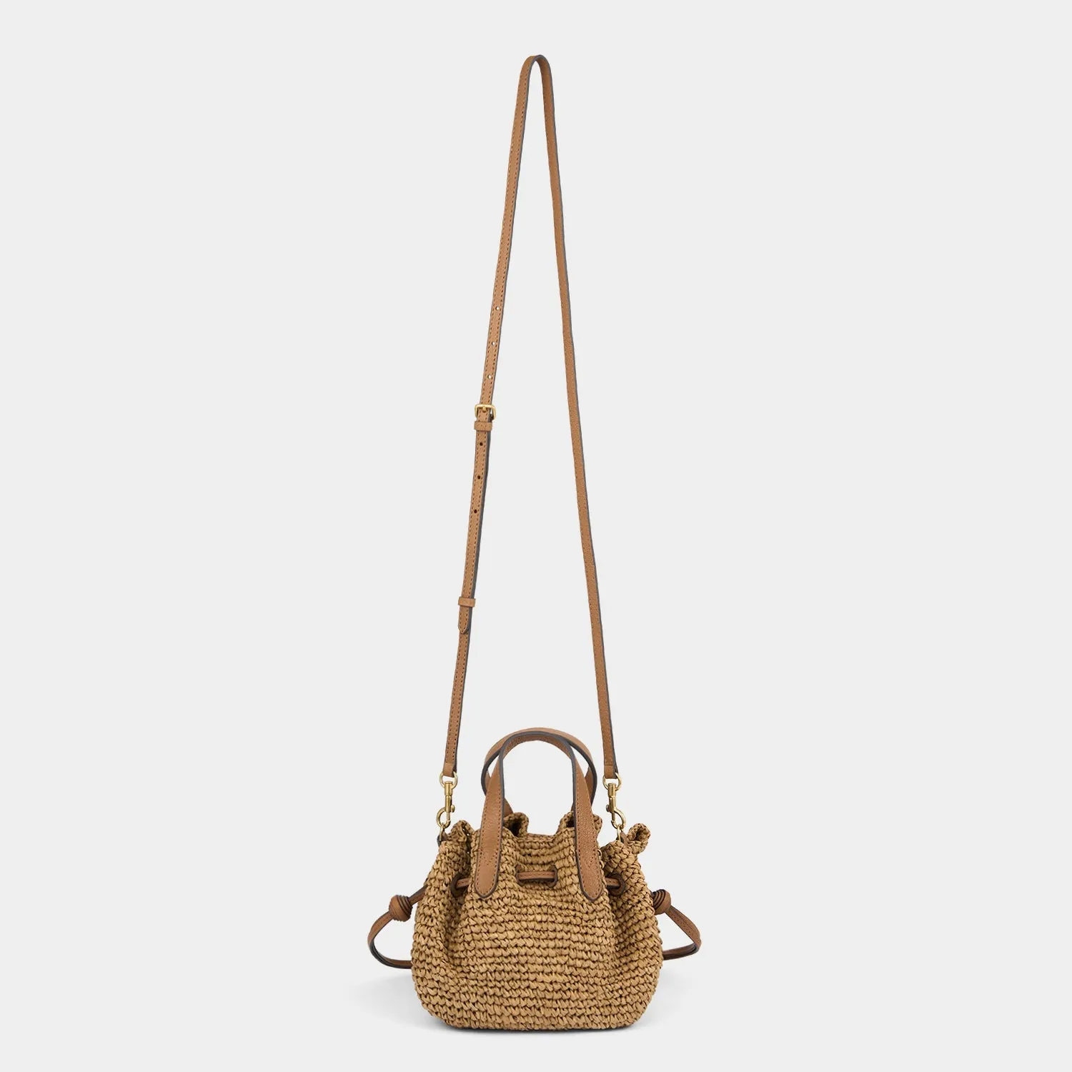 Raffia Drawstring Small Cross-body Tote