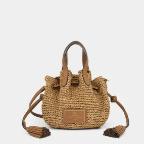 Raffia Drawstring Small Cross-body Tote