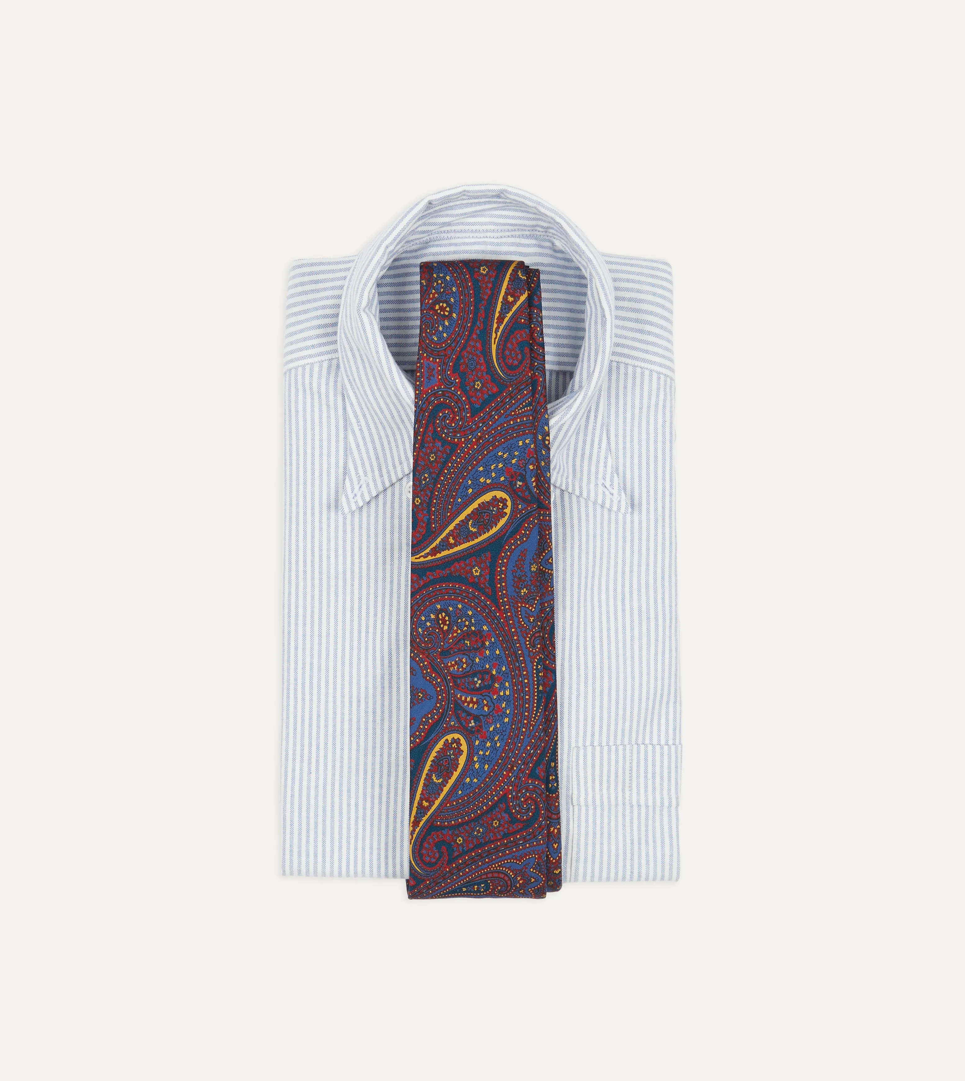 Red and Blue Large Paisley Print Madder Silk Self Tipped Tie