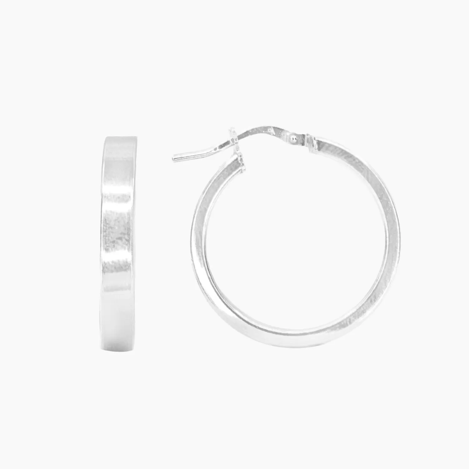 Roma Medium Block Hoop Earrings (Silver)