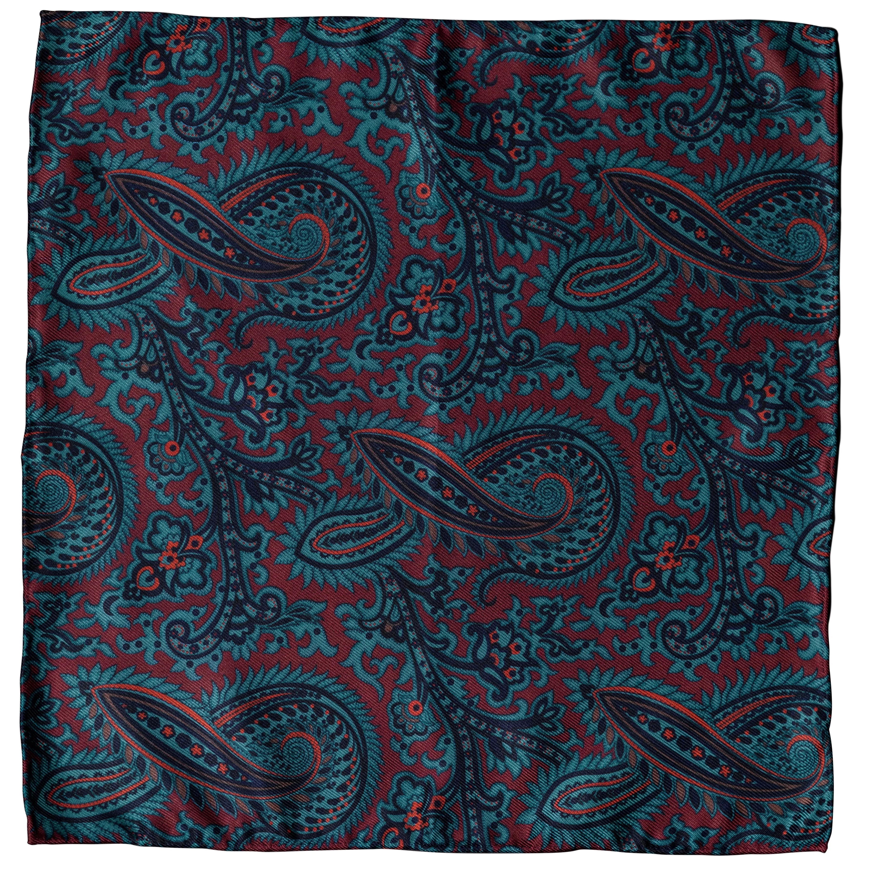 Silk Madder Paisley Print Pocket Square