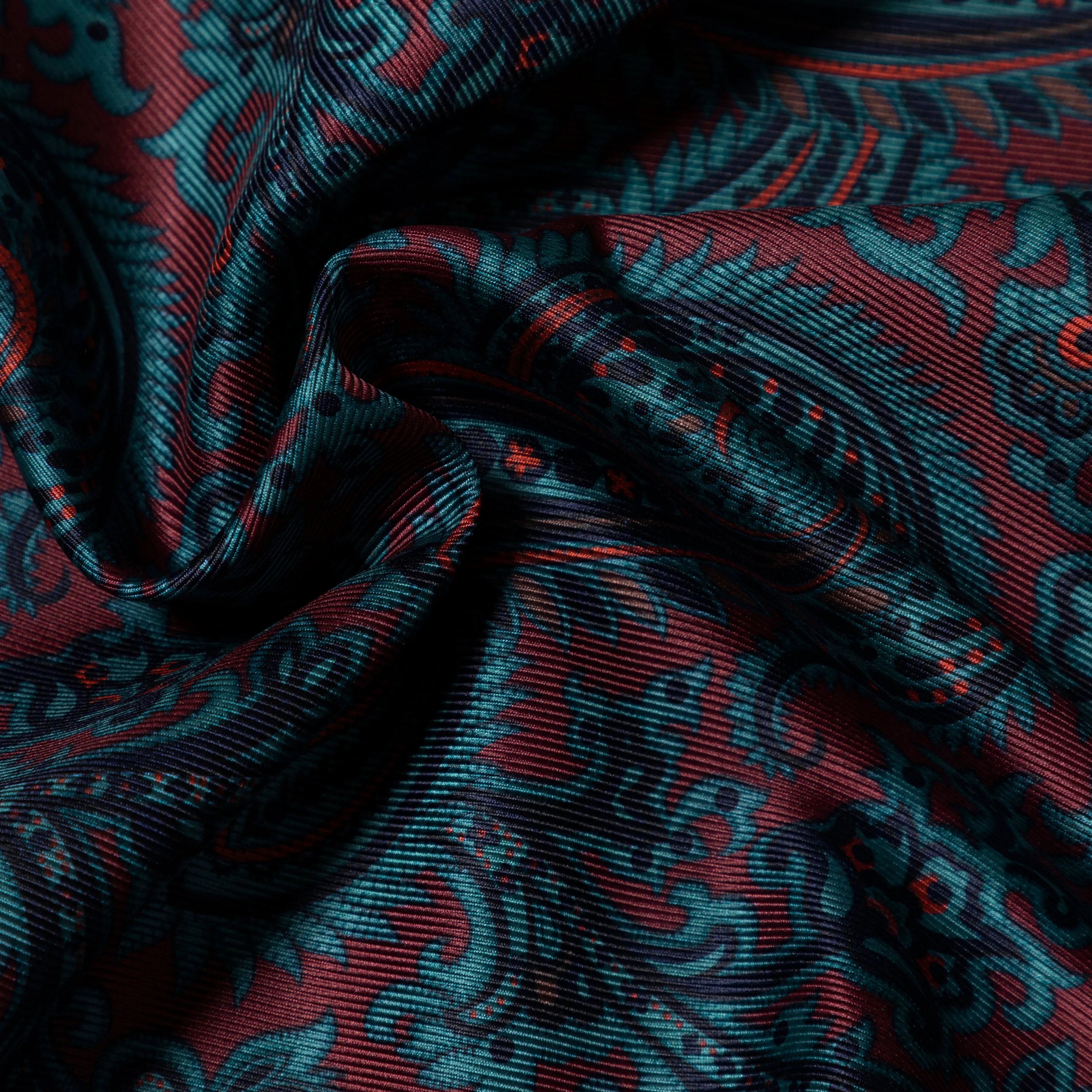 Silk Madder Paisley Print Pocket Square