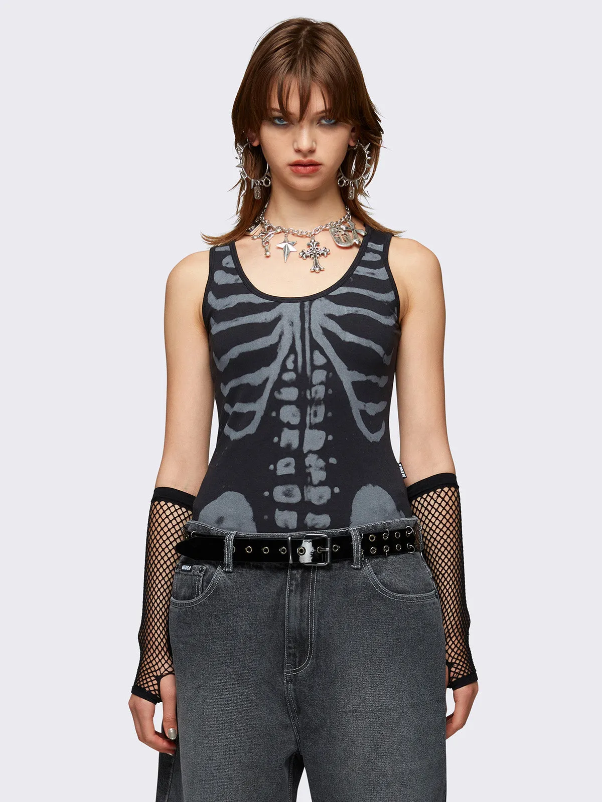 Skeleton Bones Black Bodysuit