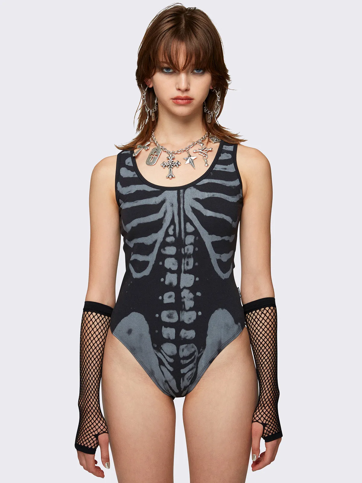 Skeleton Bones Black Bodysuit