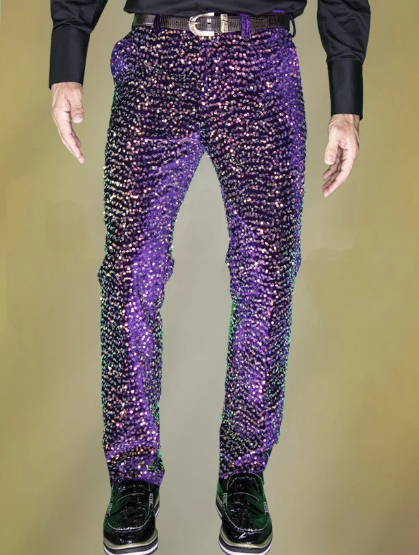 sparkle pants for men purple