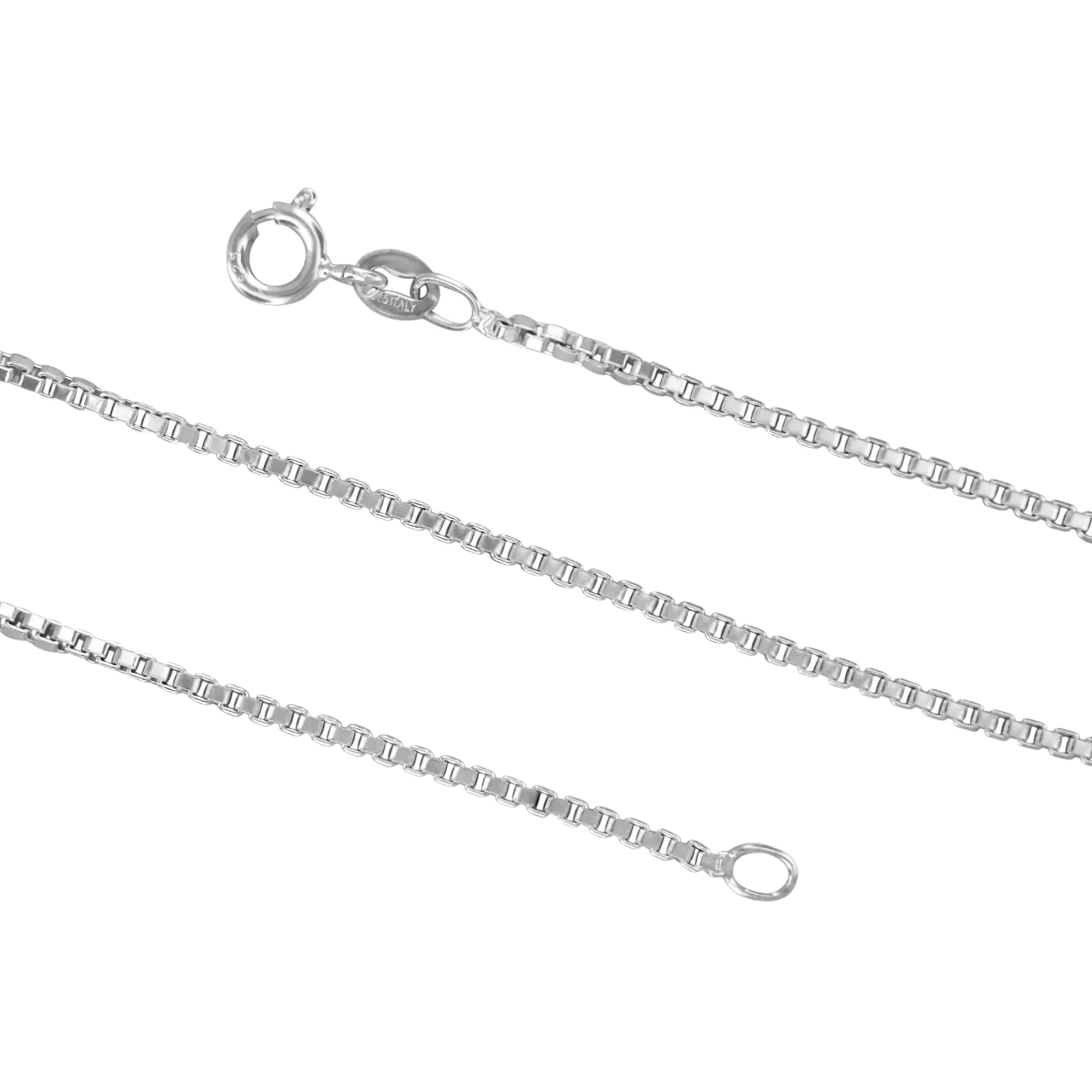 Sterling Silver 1.5mm Box Chain Necklace Solid Italian Nickel-Free, 16-30 Inch