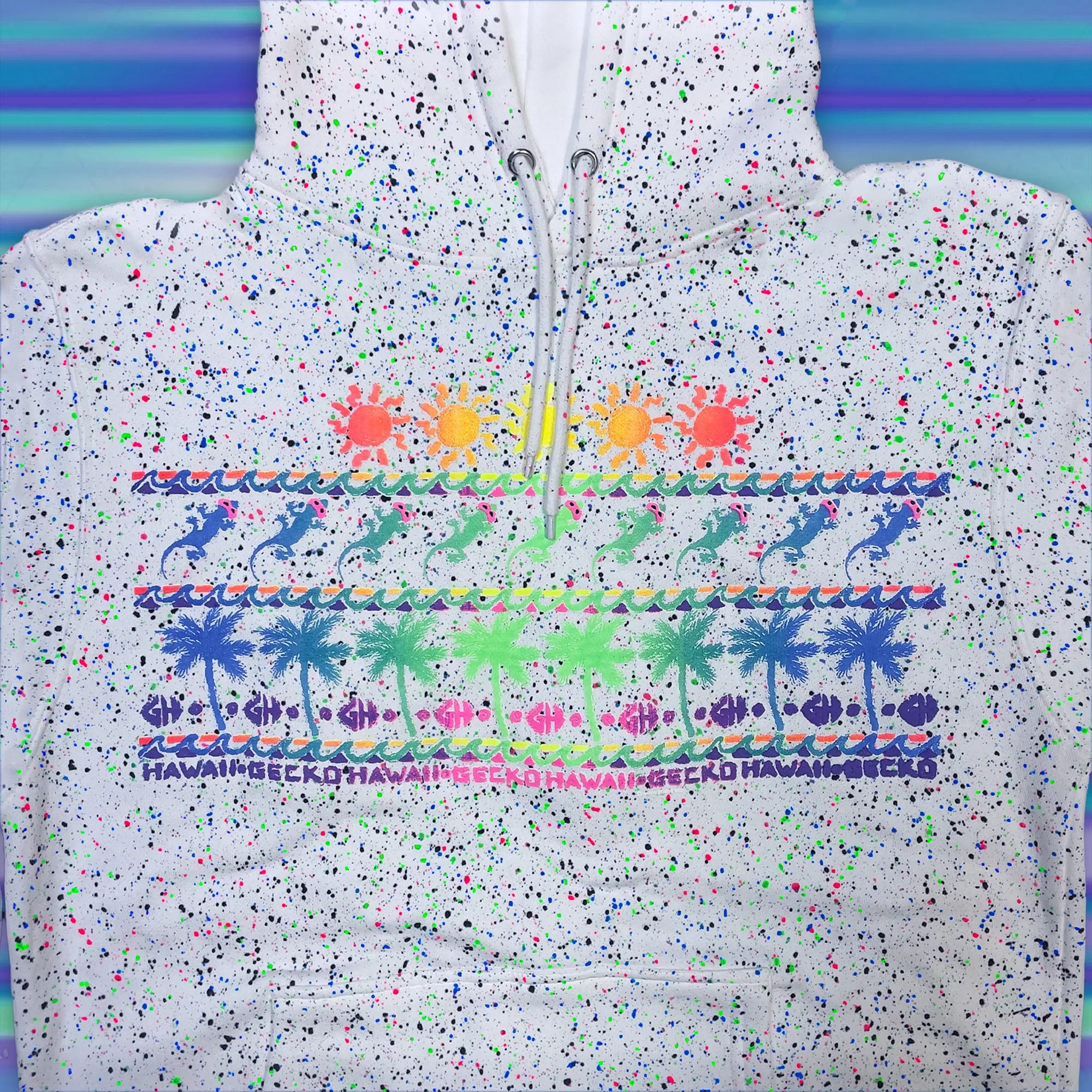 Surf N' Sun Splatter - Glow In The Dark Summer Splatter Hoodie 1988