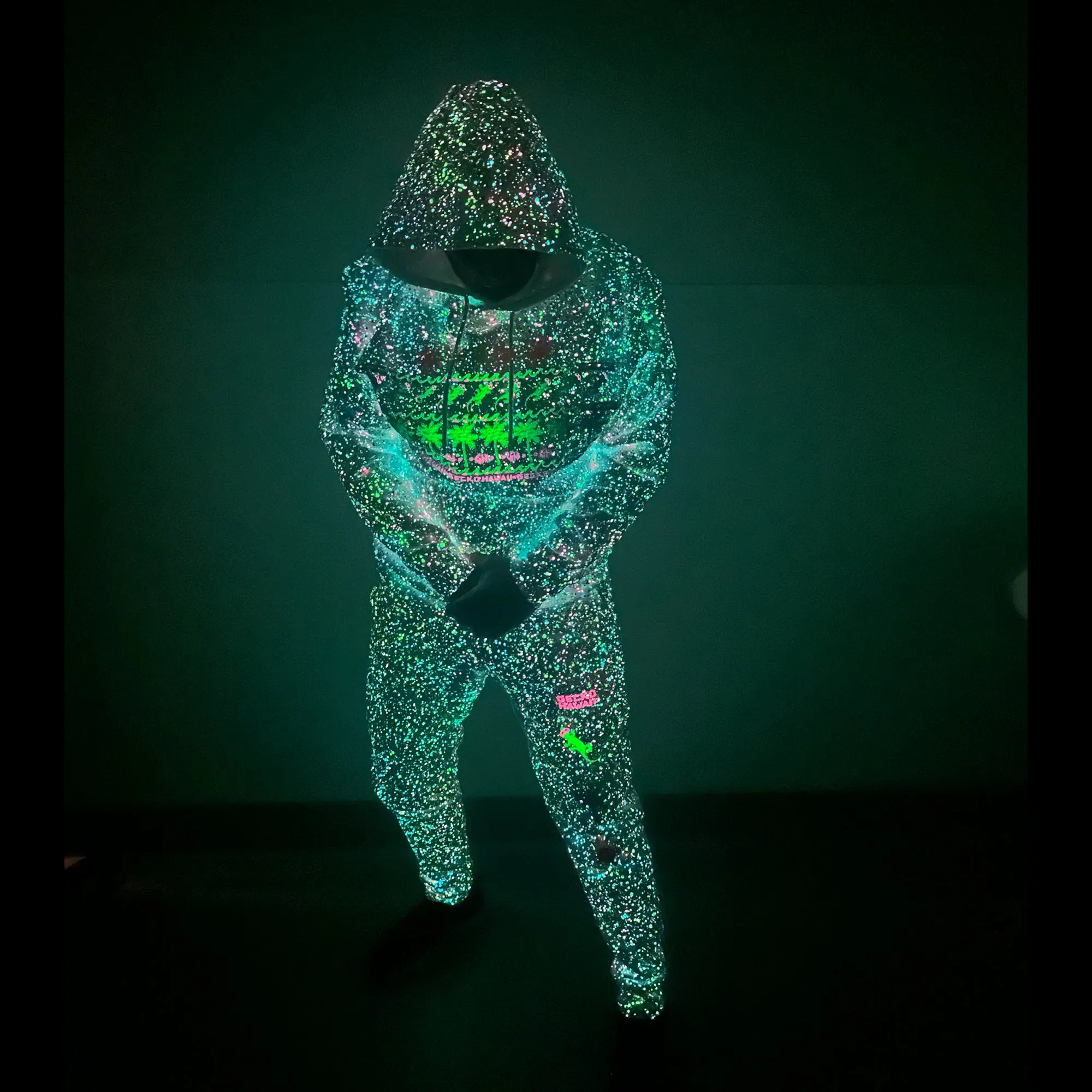 Surf N' Sun Splatter - Glow In The Dark Summer Splatter Hoodie 1988