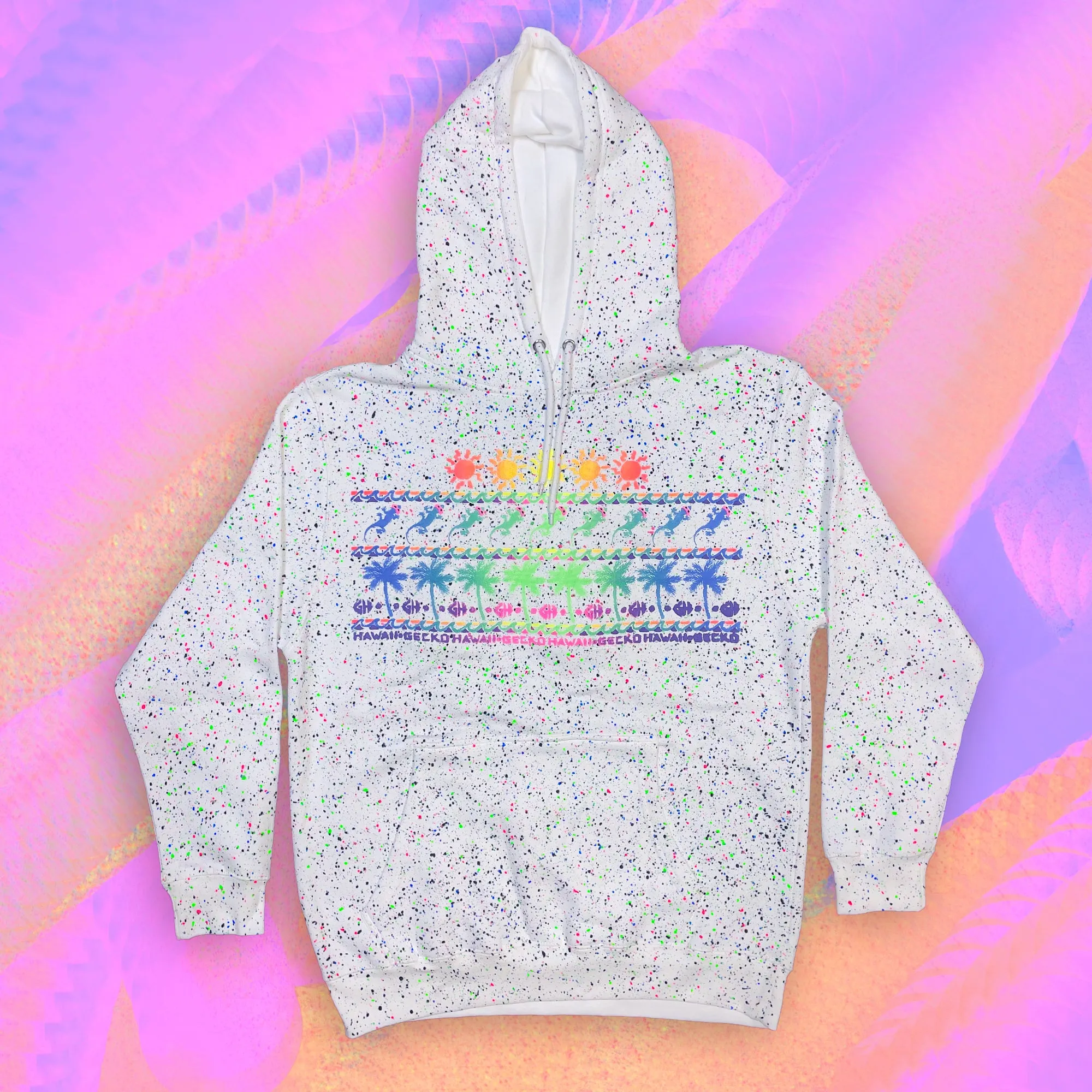 Surf N' Sun Splatter - Glow In The Dark Summer Splatter Hoodie 1988