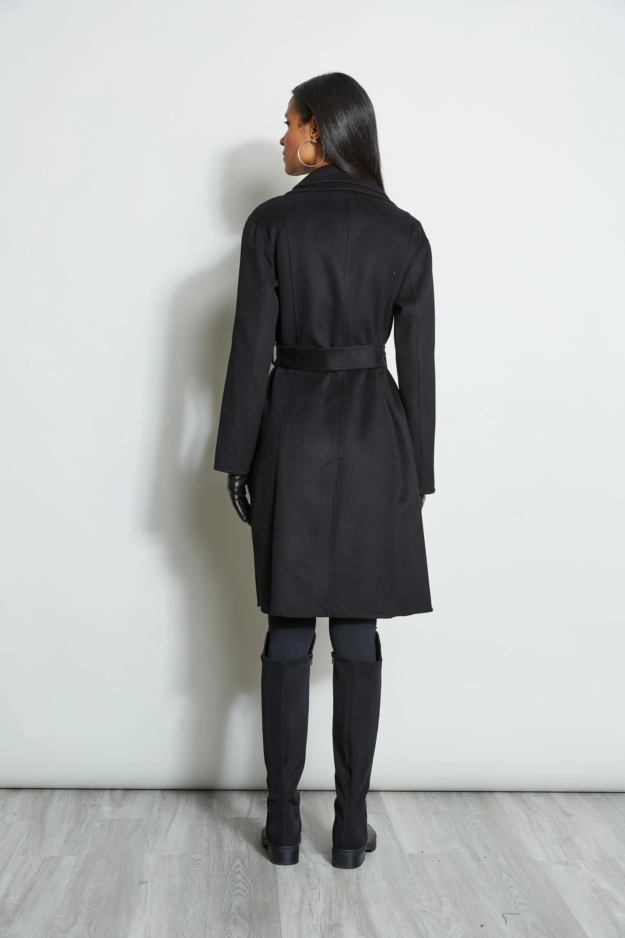 Tahari Double Face Wool Blend Collar Wrap Coat