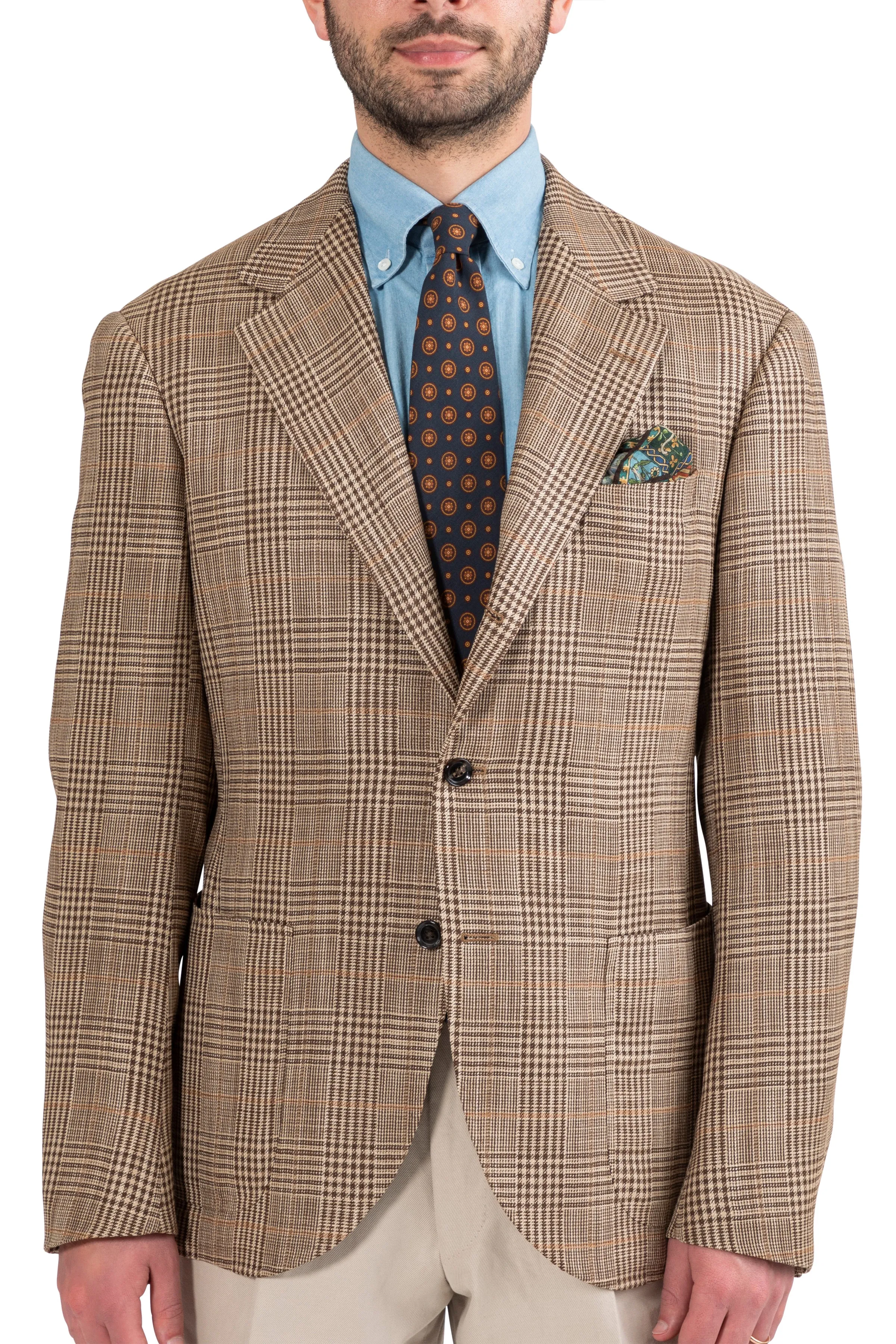 The Armoury Model 15 Brown Zegna Silk Glen Check Sport Coat