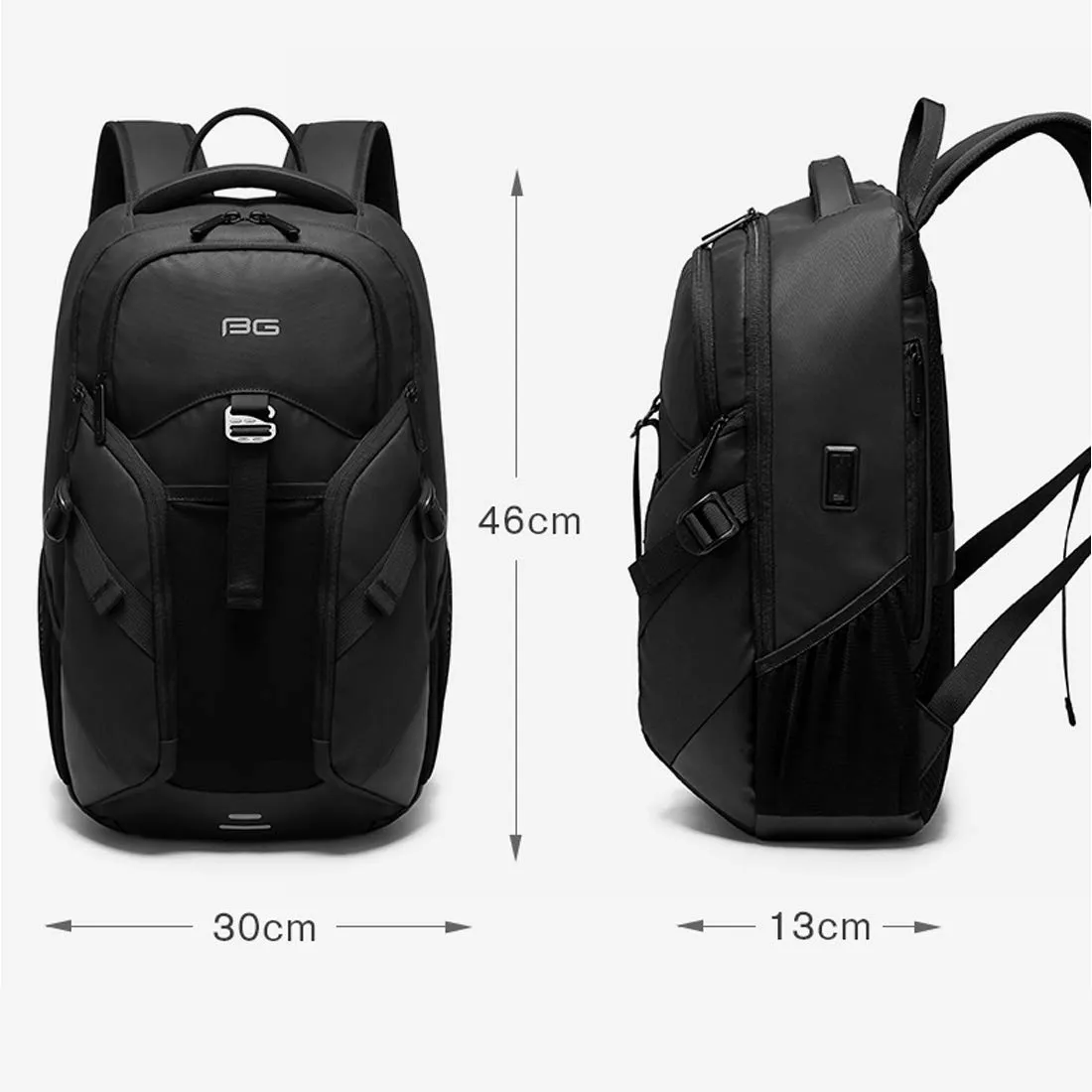 THE CLOWNFISH Anti-Theft Water Resistant TPU Travel Laptop Backpack with USB charging (Black)