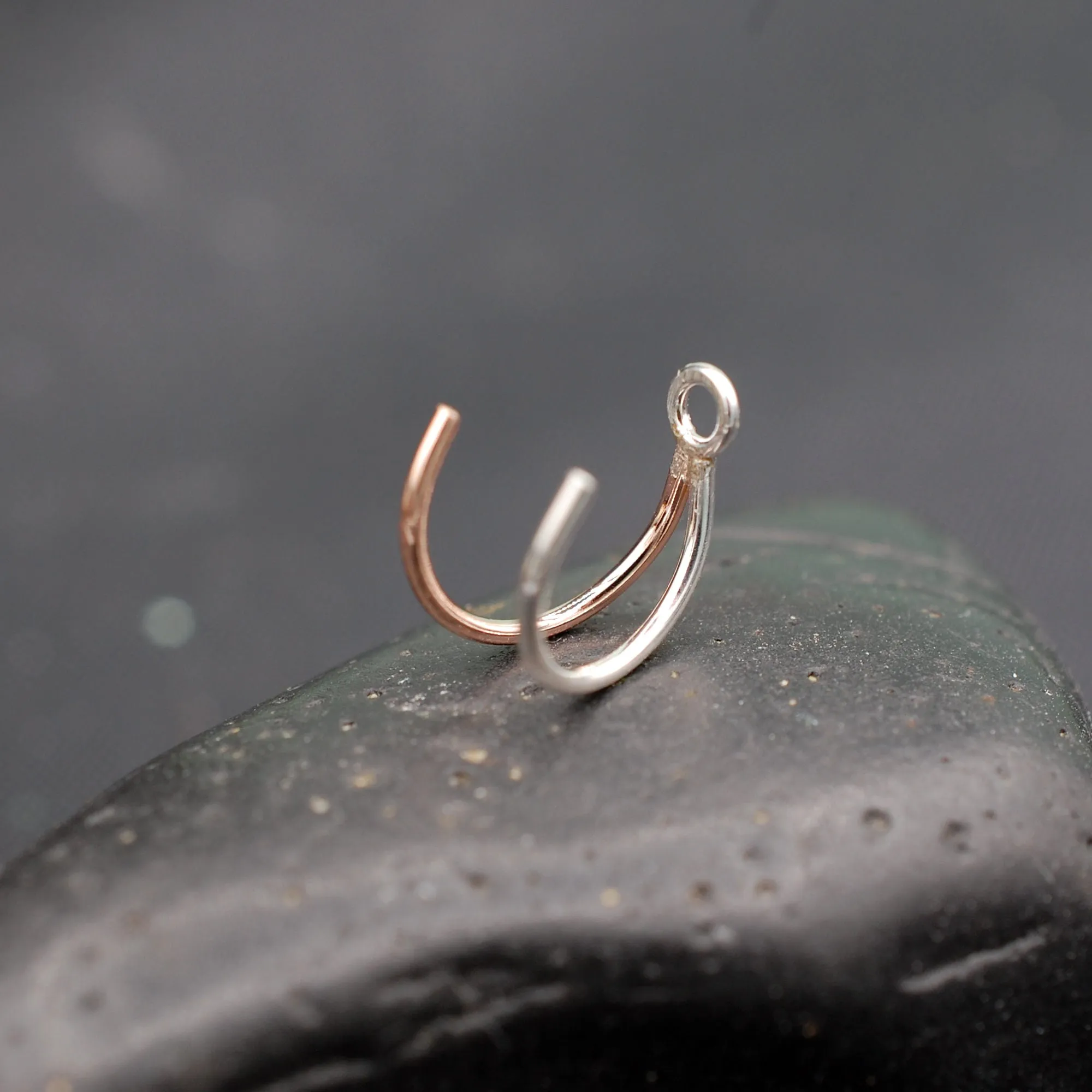 The Enhancer Mixed Metal - Rose Gold & Silver - Turn Your Stud into a Double Nose Ring