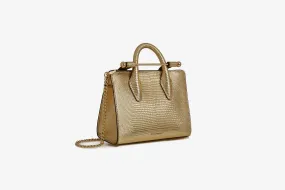 The Strathberry Nano Tote - Lizard-Embossed Leather Metallic Gold