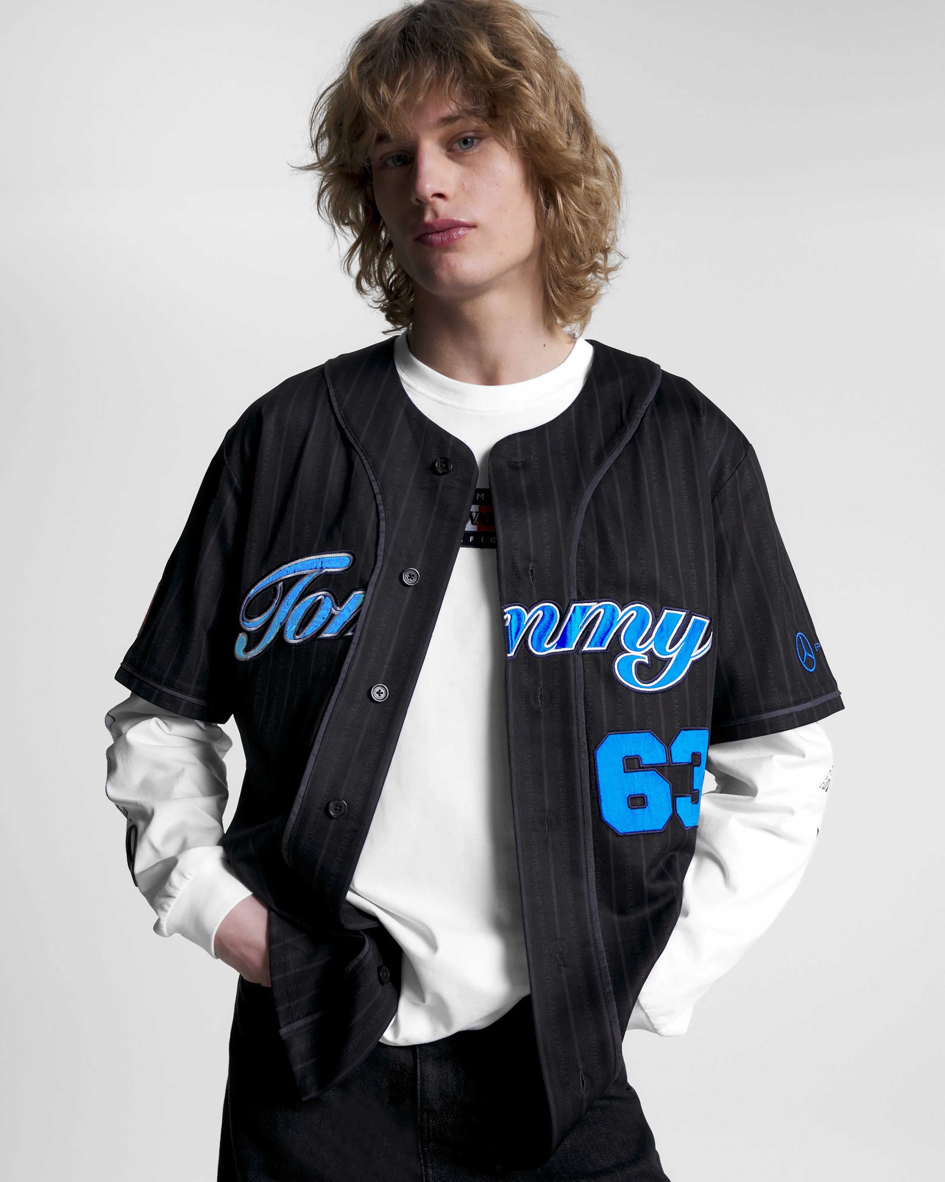 Tommy x Mercedes-AMG F1 x Awake NY Baseball Jersey Black/Blue 63