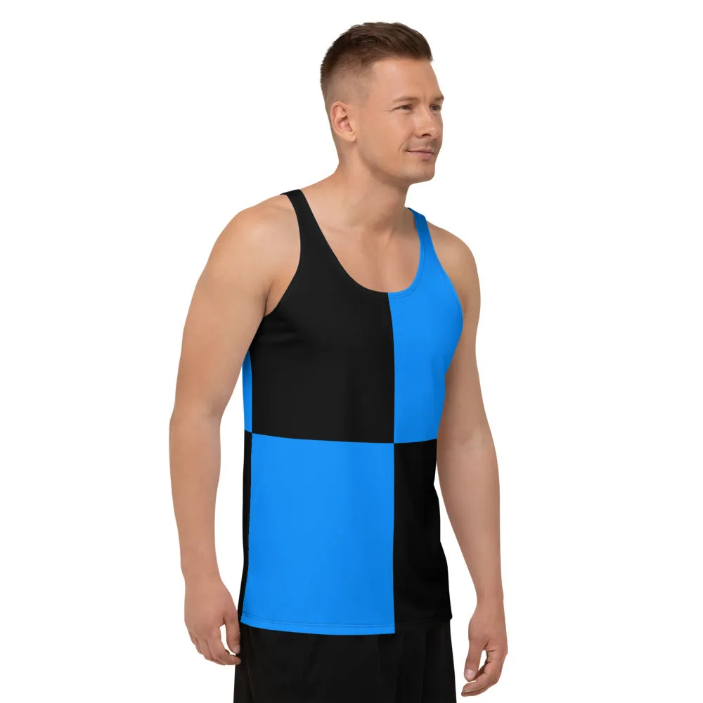 Unisex Tank Top Black and Blue Checker