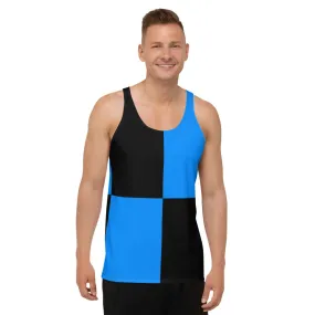 Unisex Tank Top Black and Blue Checker