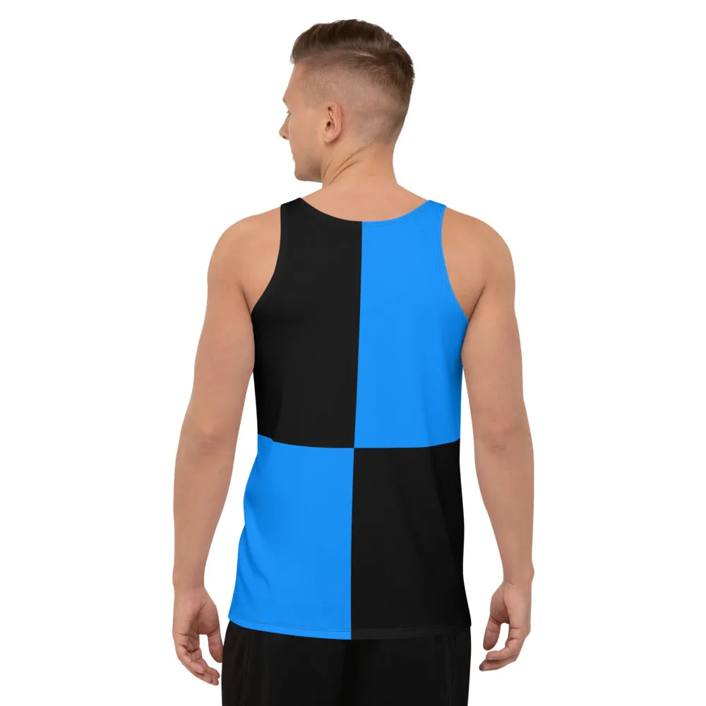 Unisex Tank Top Black and Blue Checker