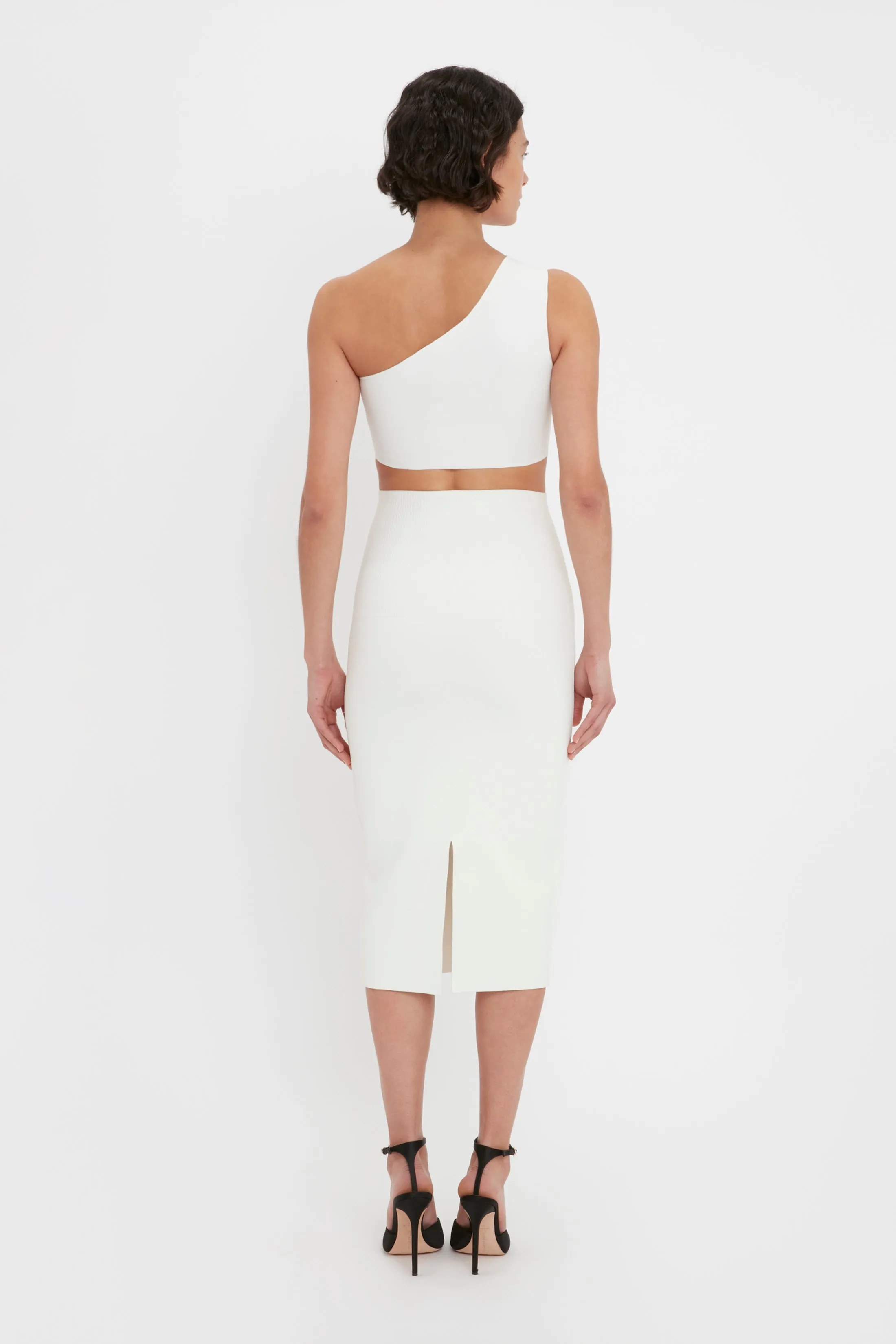 VB Body Fitted Midi Skirt In White