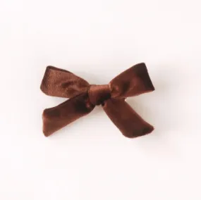 Velveteen Velvet Bow Children's Hair Clips - Chocolate