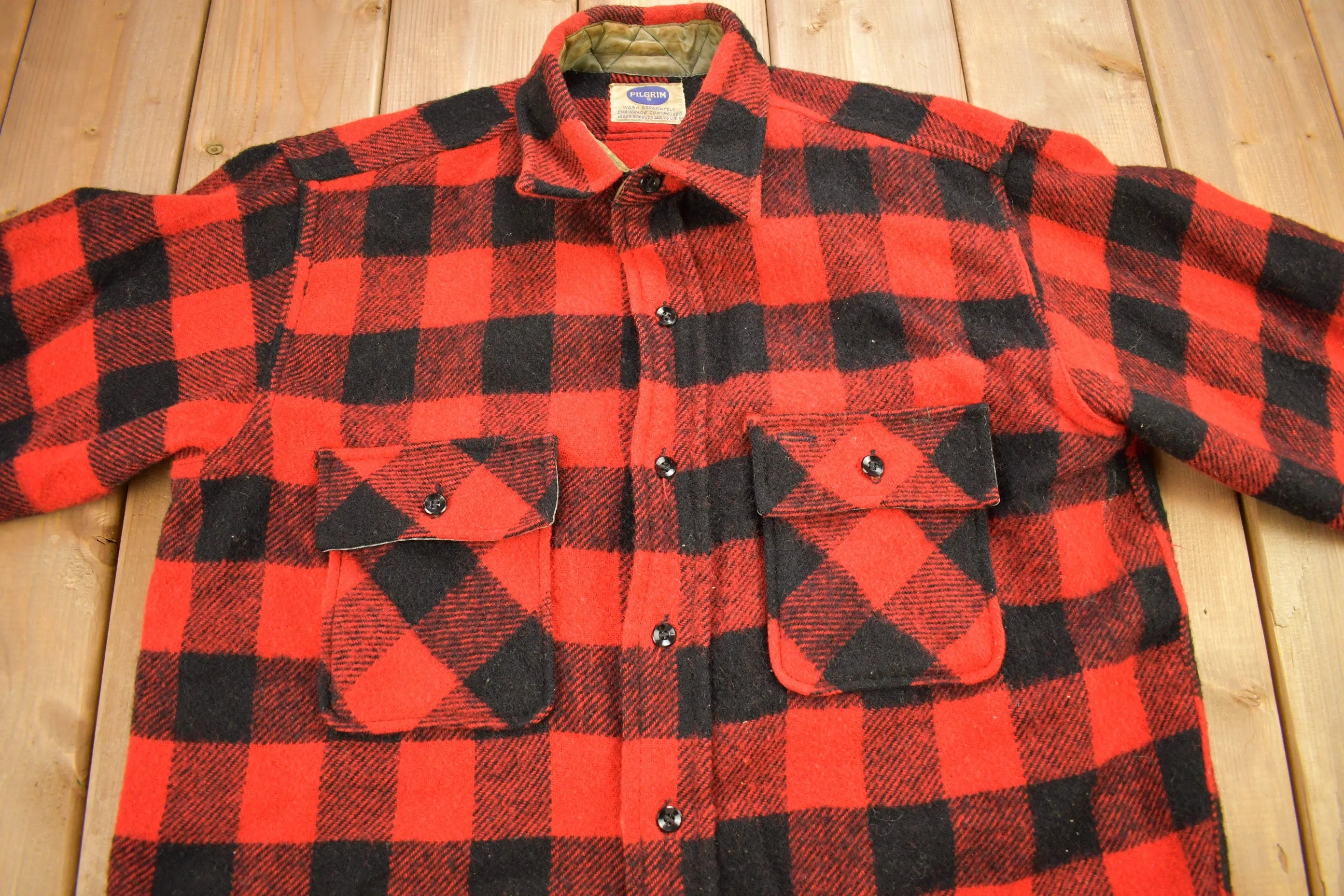 Vintage 1970s Pilgrim Buffalo Plaid Button Up Shirt / 1970s Button Up / Vintage Flannel / True Vintage