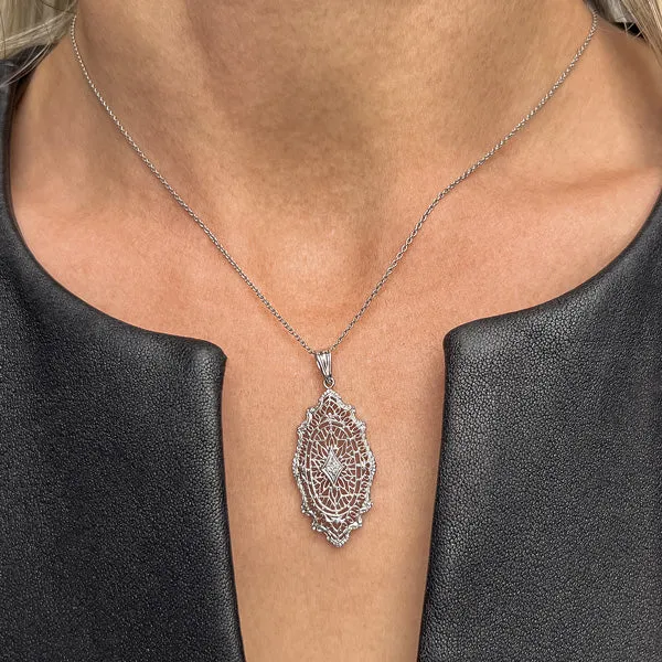 Vintage Filigree Diamond Pendant