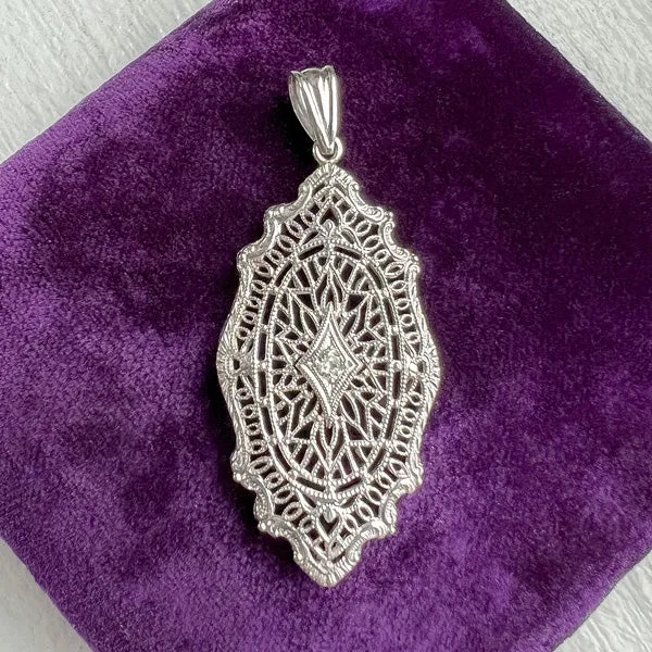 Vintage Filigree Diamond Pendant