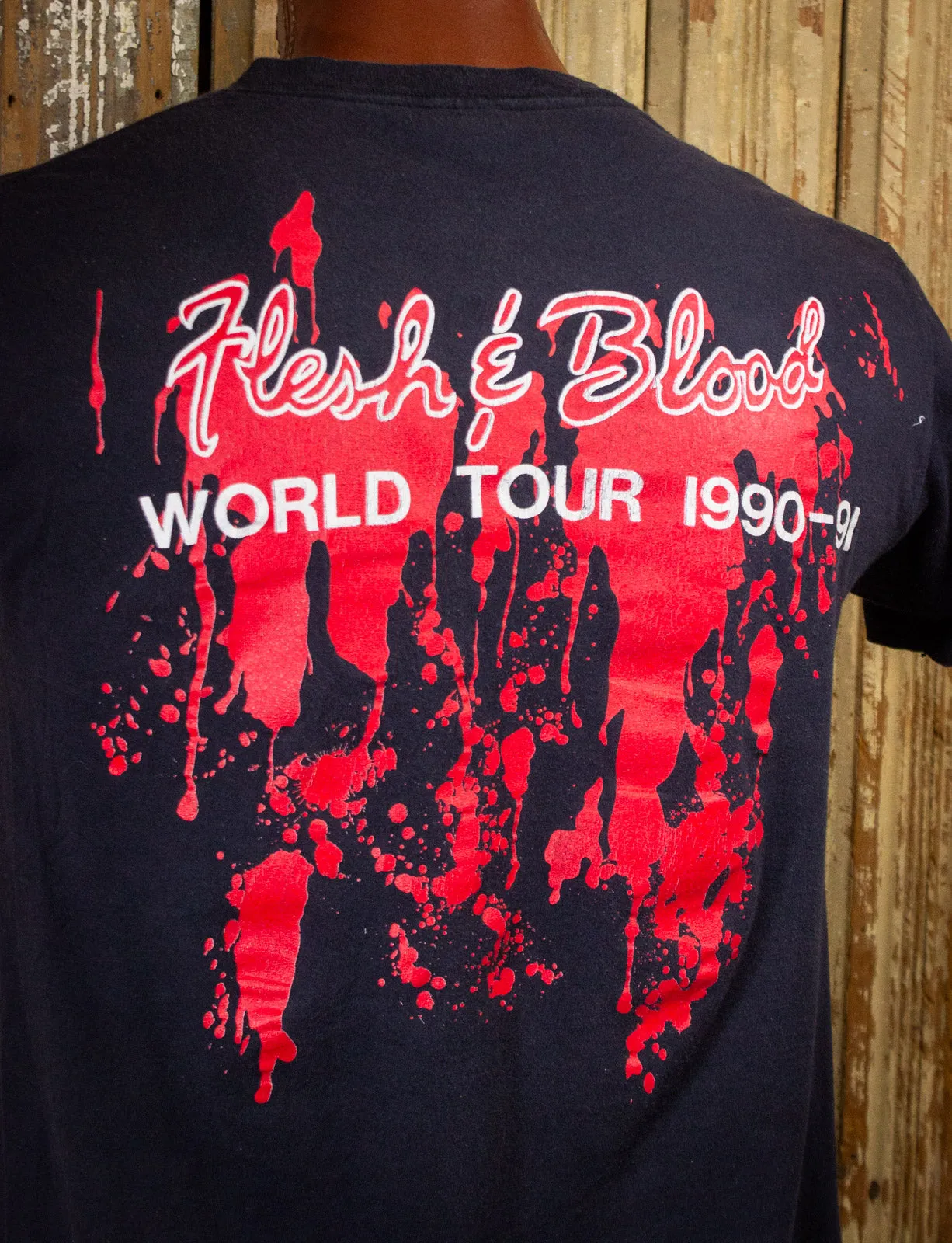 Vintage Poison Flesh & Blood Concert T Shirt 1990-91 Large