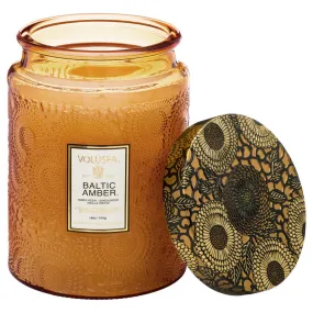 Voluspa Large Embossed Glass Jar - Baltic Amber