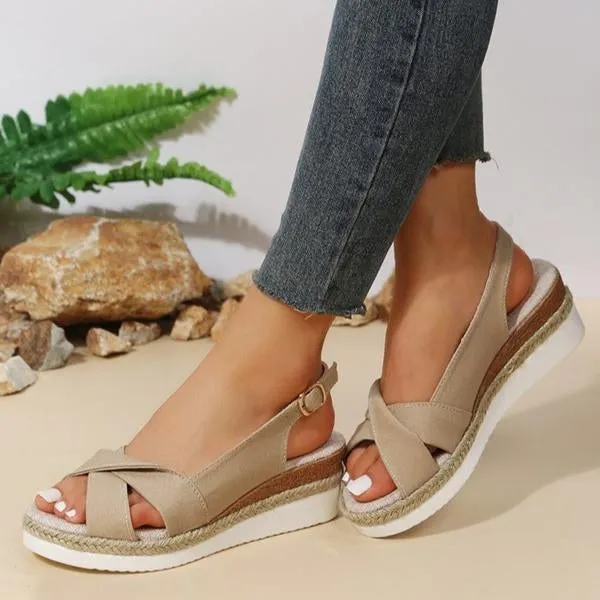 Women's Casual Hemp Rope Color Wedge Sandals 89278831S