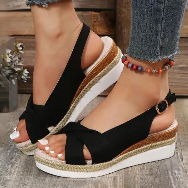 Women's Casual Hemp Rope Color Wedge Sandals 89278831S