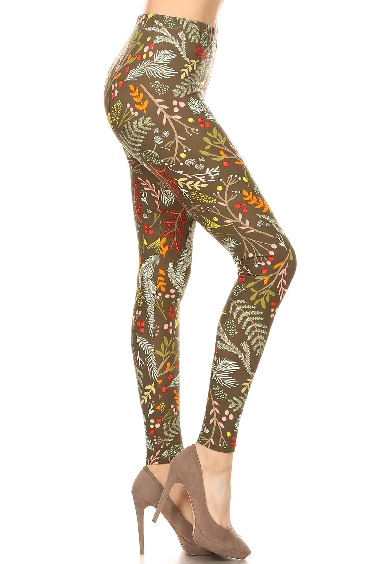 Women's Plus Foliage Autumn Leaf Harvest Pattern Printed Leggings