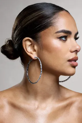 Zaida | Silver Diamante Hoop Earrings