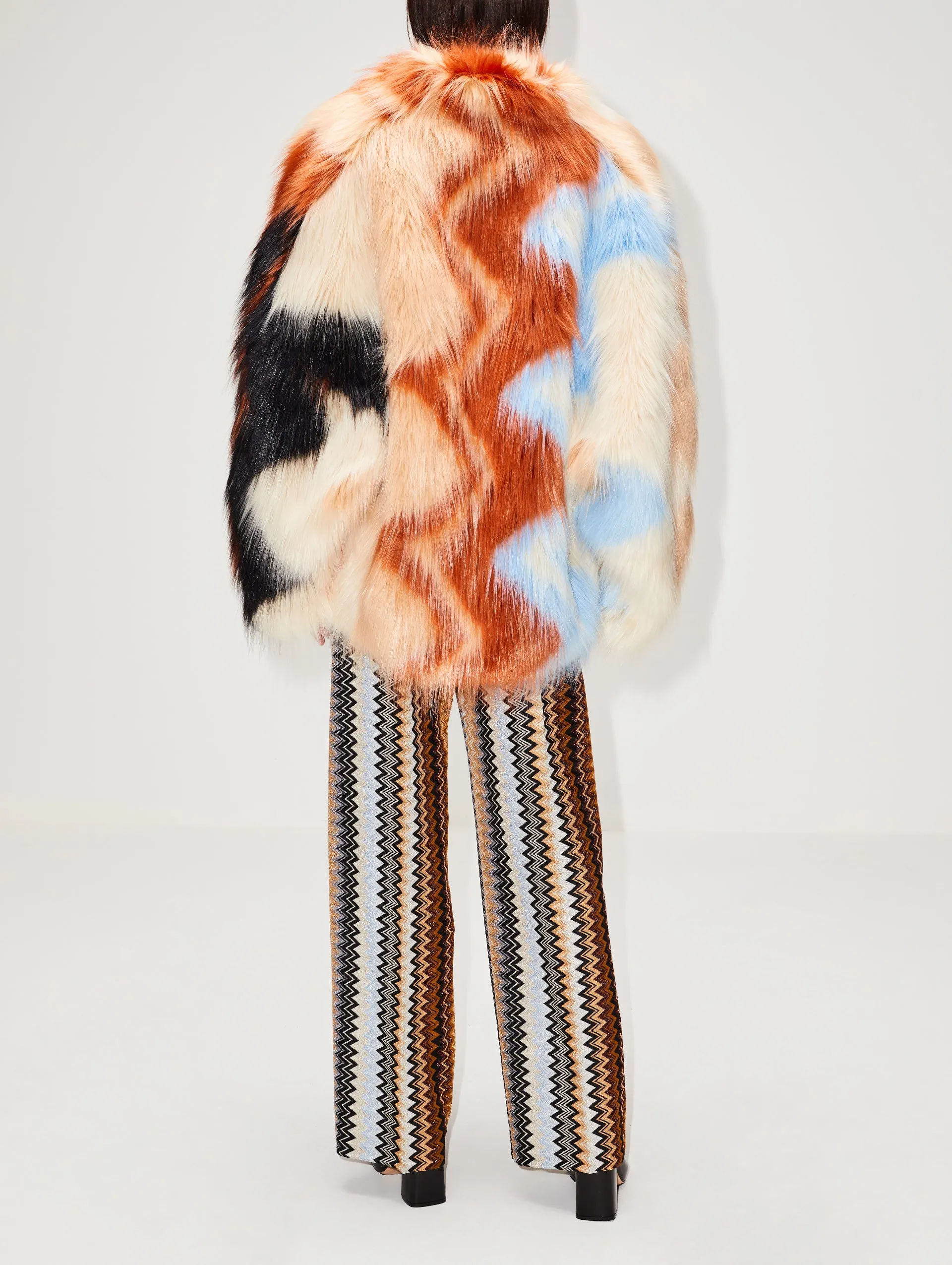 Zig Zag Faux Fur Coat